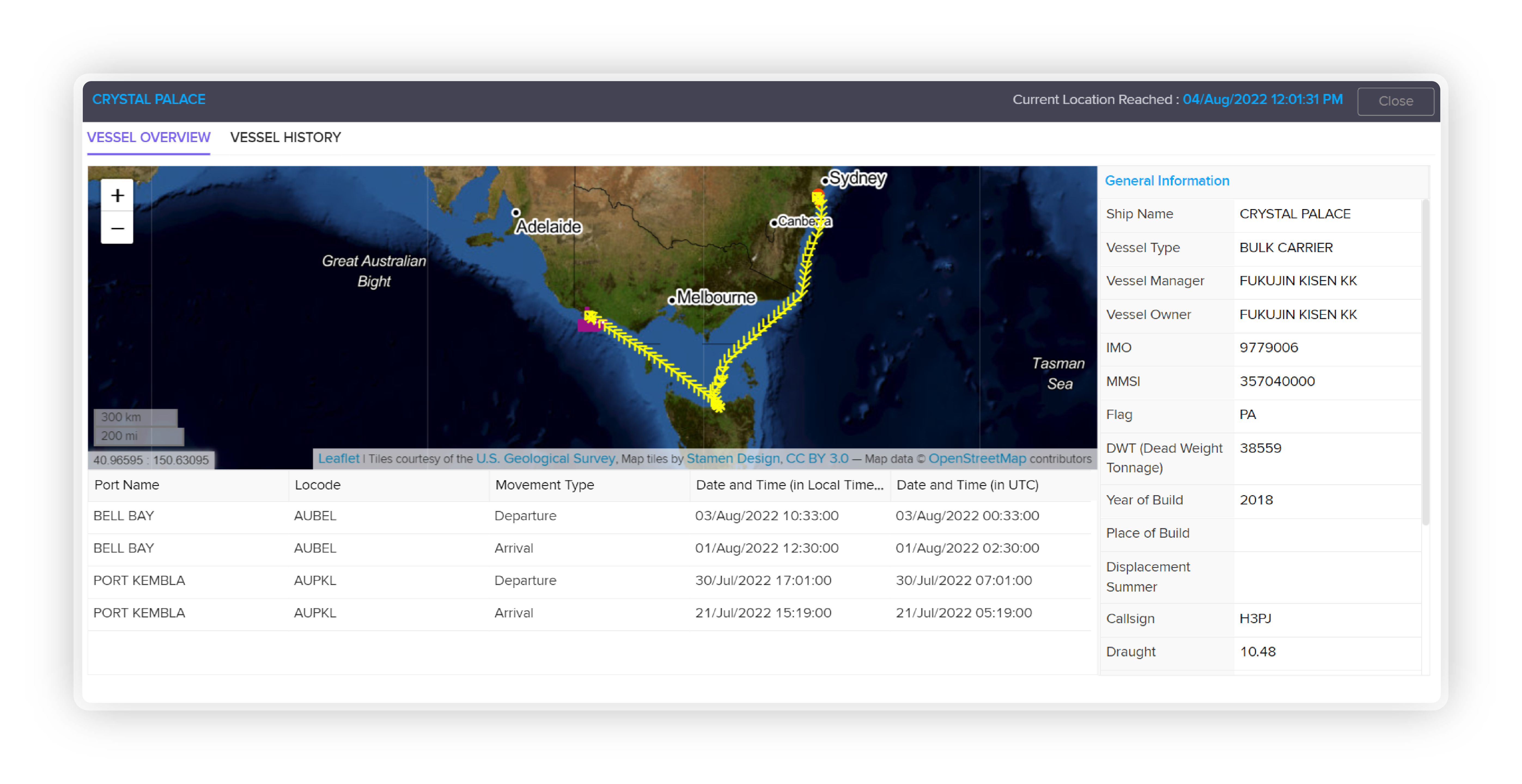 Vessel Monitoring, Tracking, and Alert System