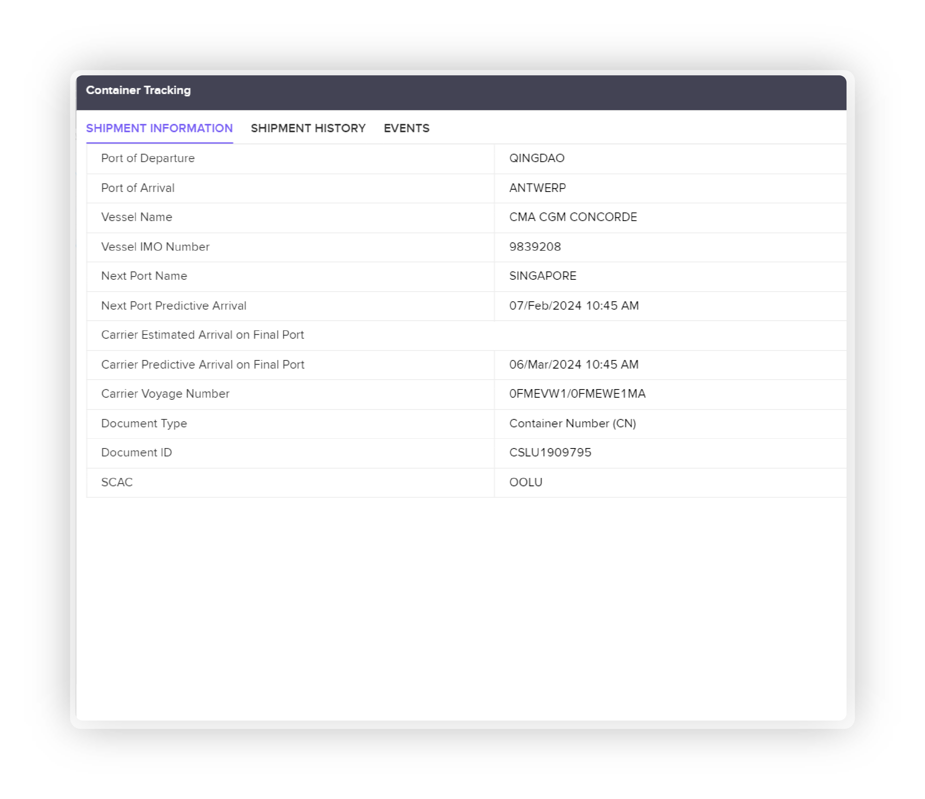 Container and BOL Tracking